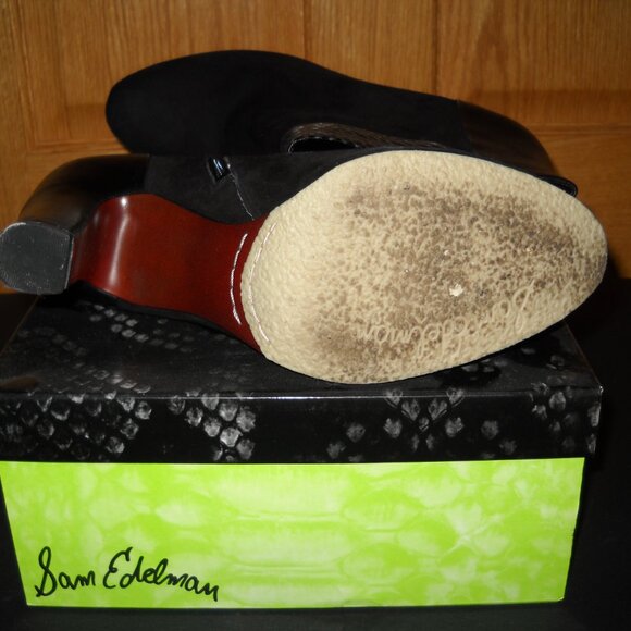 Sam Edelman Shay Women Leather Ankle Black Boots Block Heel - Picture 5 of 6